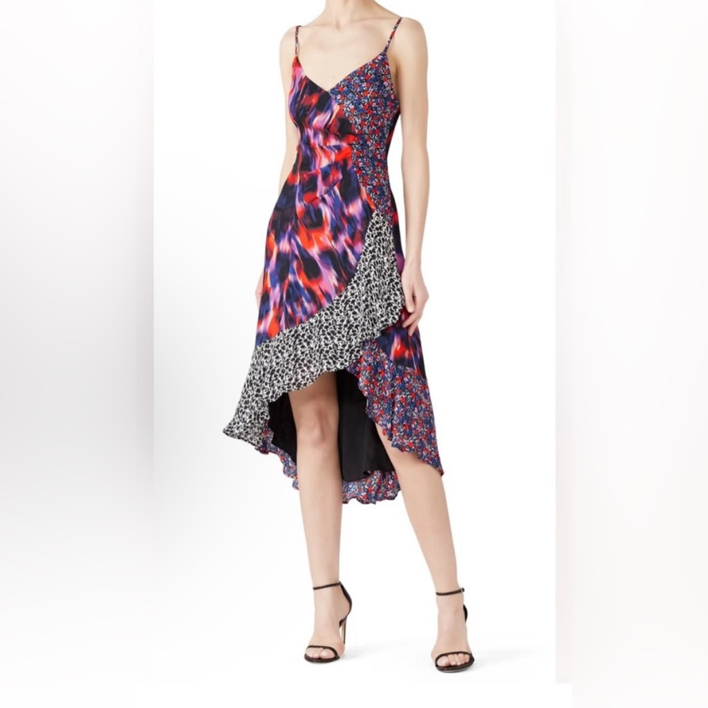 Parker Colleen Multi Print Design Midi Dress Sz 6
